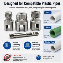 PVC Pipe Threader Set, 1/2 3/4 1 in, Pipe Threading Tool | Internal external PVC