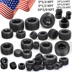 50pcs 3/4 1/2 3/8 1/4 1/8 1/16 Male Thread NPT Plug Set Pipe Plug Assortment Kit