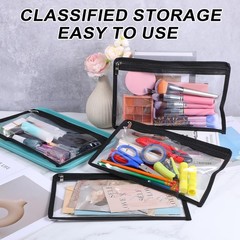 16 Pieces Clear Zipper Pouches Pencil Pouches PVC Makeup Pouch Envelopes Fold…