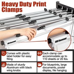 Estune 6 Pcs 24 Inches Hanging Clamps Binding Strips Blue Print Binder Clips