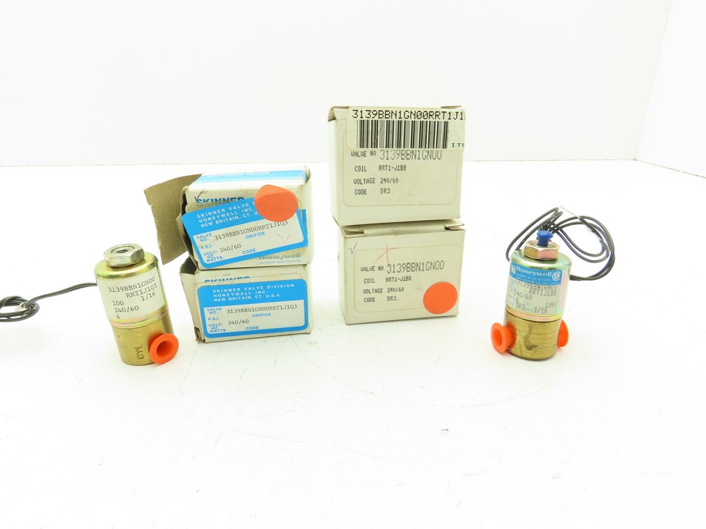 Honeywell Skinner 3139BBN1GN00 Solenoid Valve 3-Way NO 240V 100PSI 1/8″ Lot of 4