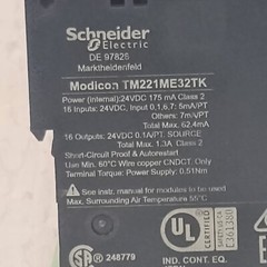 Schneider Modicon TM221ME32TK Logic Controller, Modicon M221, 32 IO, Transistor