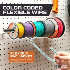 Iron Forge Cable 14 Gauge Primary Automotive Wire – 10 Roll Assortment Pack -…