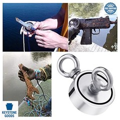1000 LB Magnet Fishing Kit Double Sided Neodymium with 65 Ft Rope Gloves Case