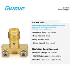 SMA Female Connector End Launch Solder-free for PCB, DC – 18GHz