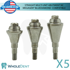 5x Straight Multi Unit Prosthetic Ø4.8mm NC Megagen® BlueDiamond Compatible