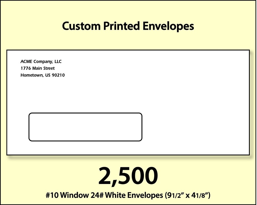 2500 Custom Printed #10 Window Envelopes Full Color Digital Printing
