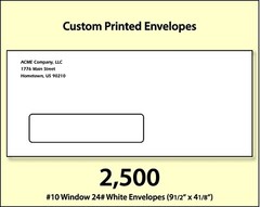 2500 Custom Printed #10 Window Envelopes Full Color Digital Printing