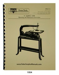 Delta 24″ Scroll Saw Older Style Operating, Maintenance & Parts Manual #1954