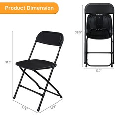 10 Pack Plastic Commercial Folding Chairs Stackable Picnic Party Black Home