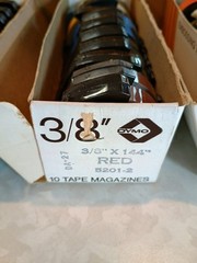 1956 DYMO EMBOSSING TAPE Qty 27 Red Green Gold Yellow Blue Orange Brown Black