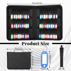 Portable Key Organizer with Handle, Zippered Key Case Organizer with 54 Key-H…