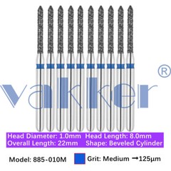 10pc Diamond Bur Shape Bevel Cylinder & Gingival Curetage Fine Medium Coarse