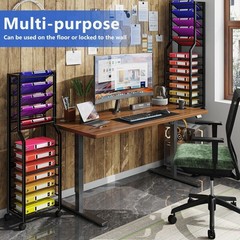 12-Tier Rolling File Organizer Cart – Stylish Black Metal Storage Solution