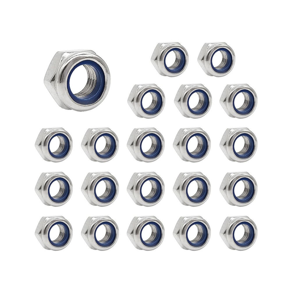 Quacc 20pcs M6 Nyloc Steel Nuts, Nylon Locknuts for Fastener, Nylon Inserted …