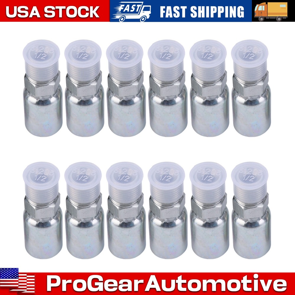 12-Pack 1/2″ Hose x 1/2″ NPTF Male Pipe Thread Hydraulic Hose End Crimp Fittings