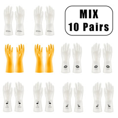 10 Pairs of Pvc Cleaning Gloves Waterproof Wear-Resistant Non-Slip Latex Materia