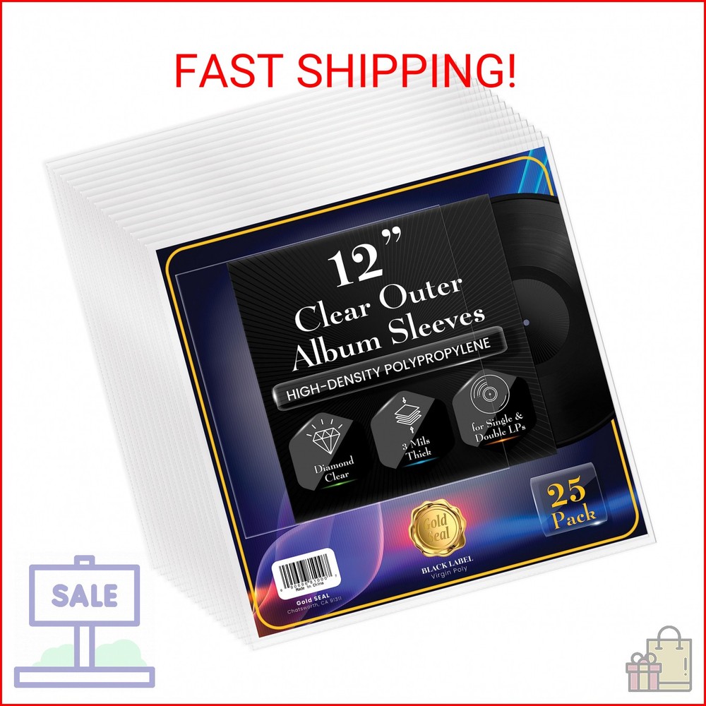 GOLD SEAL Vinyl Record Outer Sleeves for 12″ LPs, 3 mils Thick, Premium Heavywei