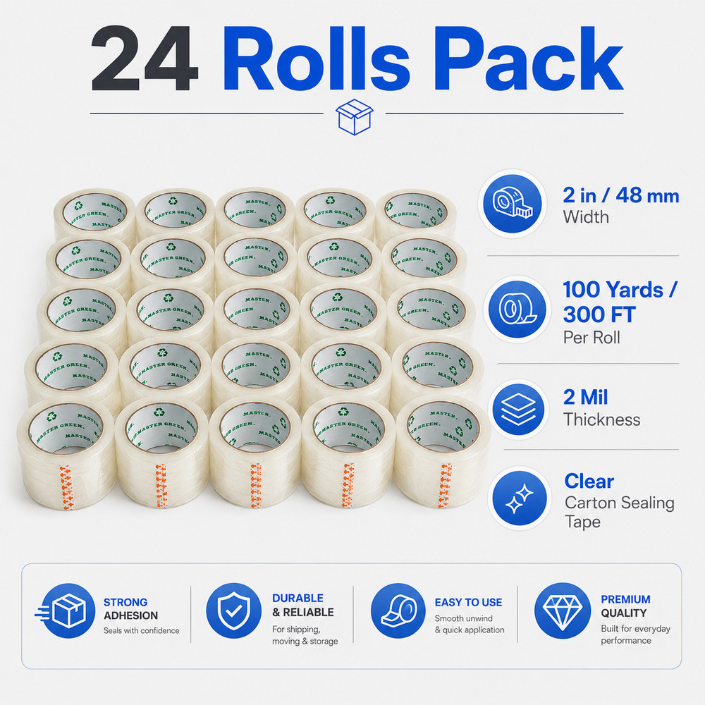 24 Rolls Shipping Box Packing Sealing Tape 2″ x 100 Yards 300FT w/ FREE Shipping