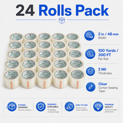 24 Rolls Shipping Box Packing Sealing Tape 2″ x 100 Yards 300FT w/ FREE Shipping