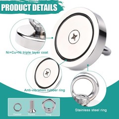 Lift Fishing Magnet – 2.36 Inch, 300 lbs Pulling Force, Super Strong Rare Ear…