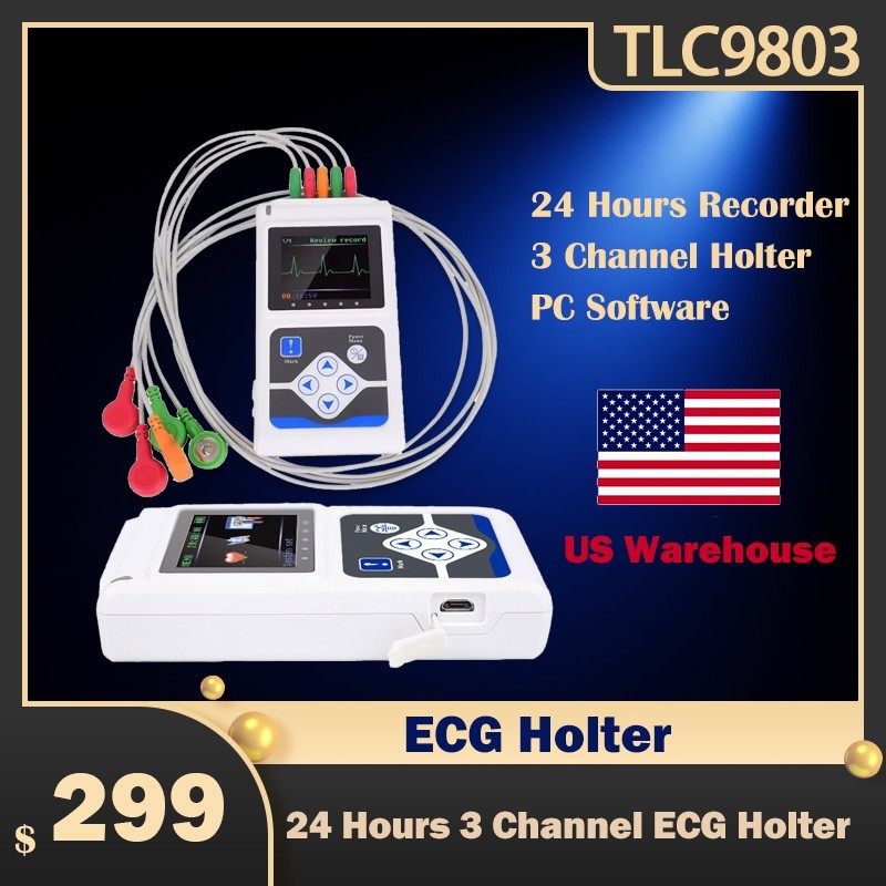 3 Channel Dynamic EKG Holter 24 Hours with PC Software ECG Holter