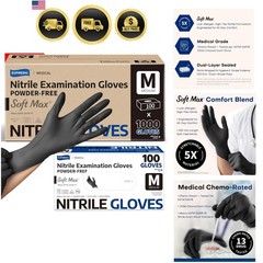 Medical Soft Max Nitrile Exam Gloves, 1000Pcs Latex-Free Powder-Free Food Saf…