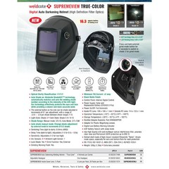Weldcote Metals Supremeview TC Digital Auto Darkening Helmet HD Filter Optics