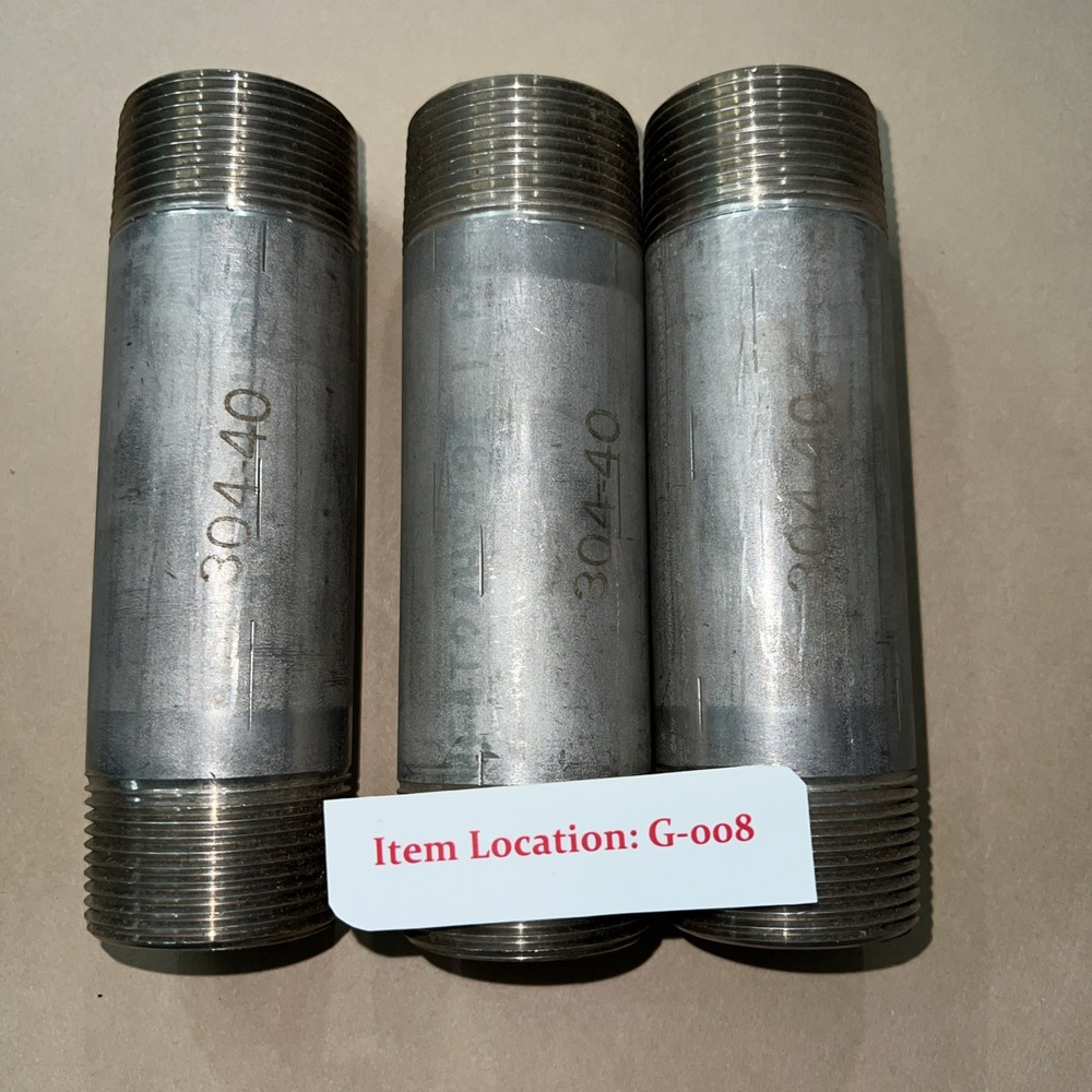 304-40 Stainless Steel Male Pipe Nipple 5-1/2″ OVER-ALL LENGTH x 1-1/2″ MNPT
