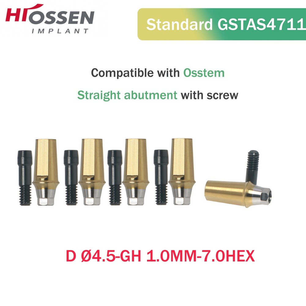 5Pcs Straight Abutment Hiossen Regular with screw conical Osstem Φ4.5-6.0mm Hex
