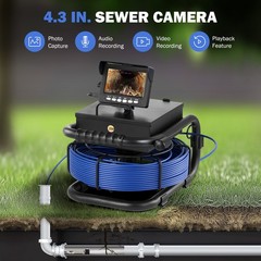 Sewer Camera 4.3 In Monitor 20M Drain Pipe Inspection Camera 32GB Meter Counter