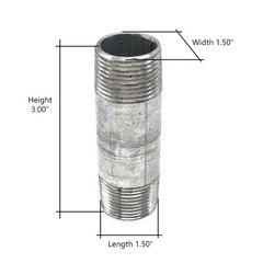 Thrifco 5220083 1-1/2 Inch x 3 Inch Galvanized Steel Nipple
