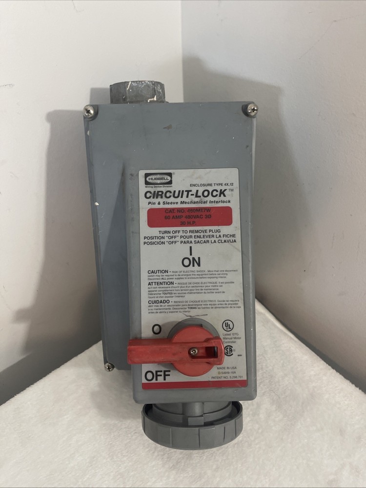 Hubbell HBL460MI7W 60-Amp Circuit Lock Mechanical Interlock 480V 60A As Picture