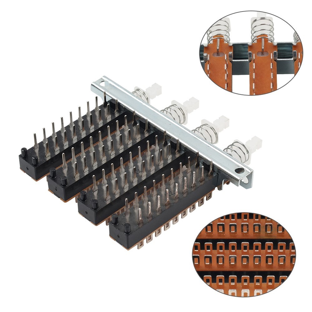 Interlock Push Button Switch Piano Type 18 Pin 4 Row