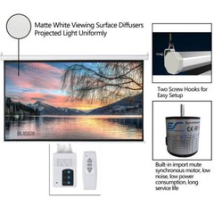 92″ HD 16:9 Motorized Projector Screen Home Theater Movie w/ Remote Matte White