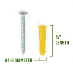 Hillman Plastic Anchors with Screws, #4-6, Holds up 10lbs, 40 Sets, New