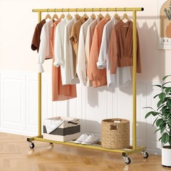 Gold Adjustable Rolling Clothing Rack – Space-Saving Organizer for Home & Retail