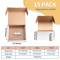 12x10x6 White Shipping Boxes Set of 15, Corrugated Cardboard Mailer Boxes for…