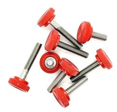 M5 x .8mm Knurled Thumb Screw Bolts with Red Round Clamping Knob Stainless 5mm
