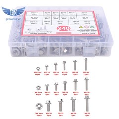 M5 M6 M8 Flanged Bolts and Nuts Kit 240 PCS 304 Stainless Metric Assortment