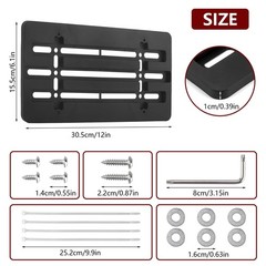 Universal License Plate Mounting Kit,No Drill Front & Rear Bracket Holder wit…