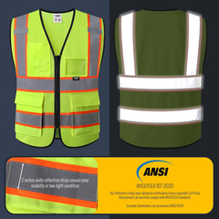 Safety Vest for Men Women Hi Vis Reflective Vest with Pockets and Zipper High Vi