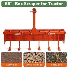 55″ Box Blade for Tractor, Box Scraper for Tractor CAT-0 & CAT-1 3 Point Hitch