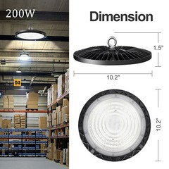12 Pack UFO LED High Bay Light 200W Led Commercial Lighting Fixtures Gym Garage