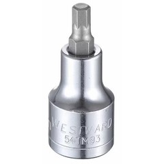 Westward 54Tm93 1/2 In Drive Hex Socket Bit Metric 6 Mm Tip, 2 1/4 In L