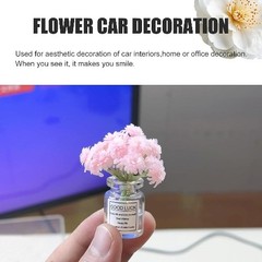 3 PCS Mini Flower Car Dashboard Decor, Cute Daisy Cherry Blossom Jasmine Vase Or