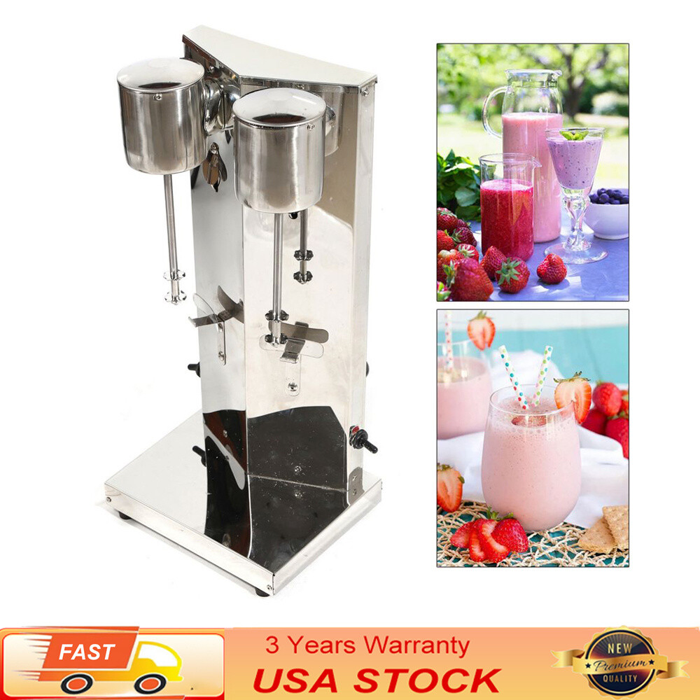 Electric Milk Shaker Blender – Stainless Steel Dual Head Mixer for Smoothies