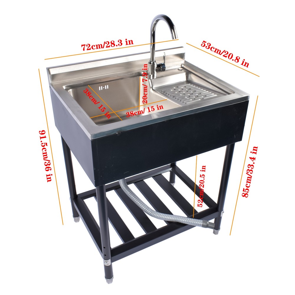 For Indoor and Outdoor Laundry Kitchen Multifunctional 304 Stainless Steel Sink