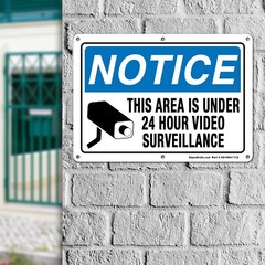SIGNOGRAFX Private Property Under 24 Hours Video Surveillance 10×14 inches Sign