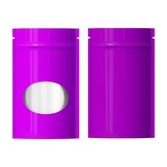 Reclosable Zipper Purple Mylar Foil Stand Up Freeze Dried Candy Window Bag Pouch